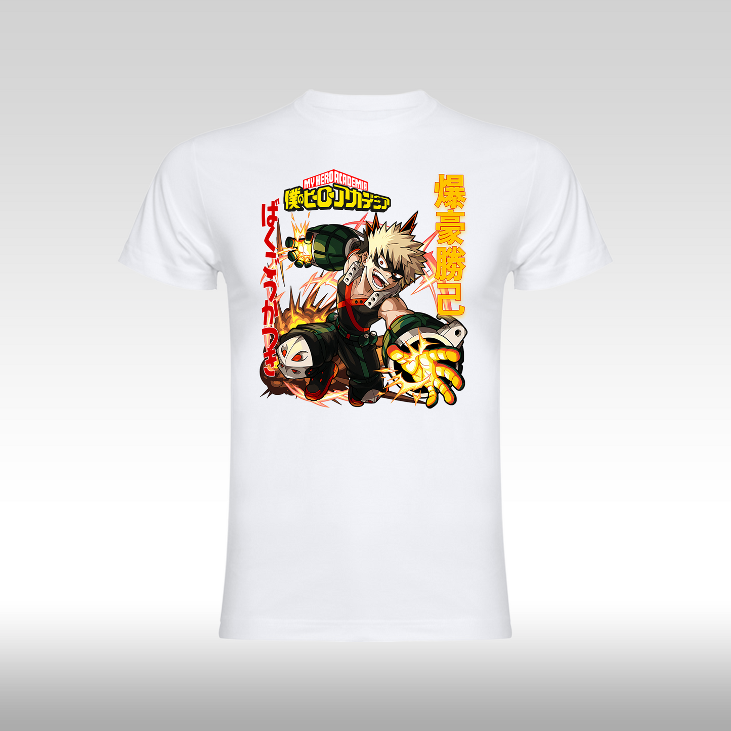 Tricou alb personalizat bumbac anime "Bakugo Katsuki" streetwear