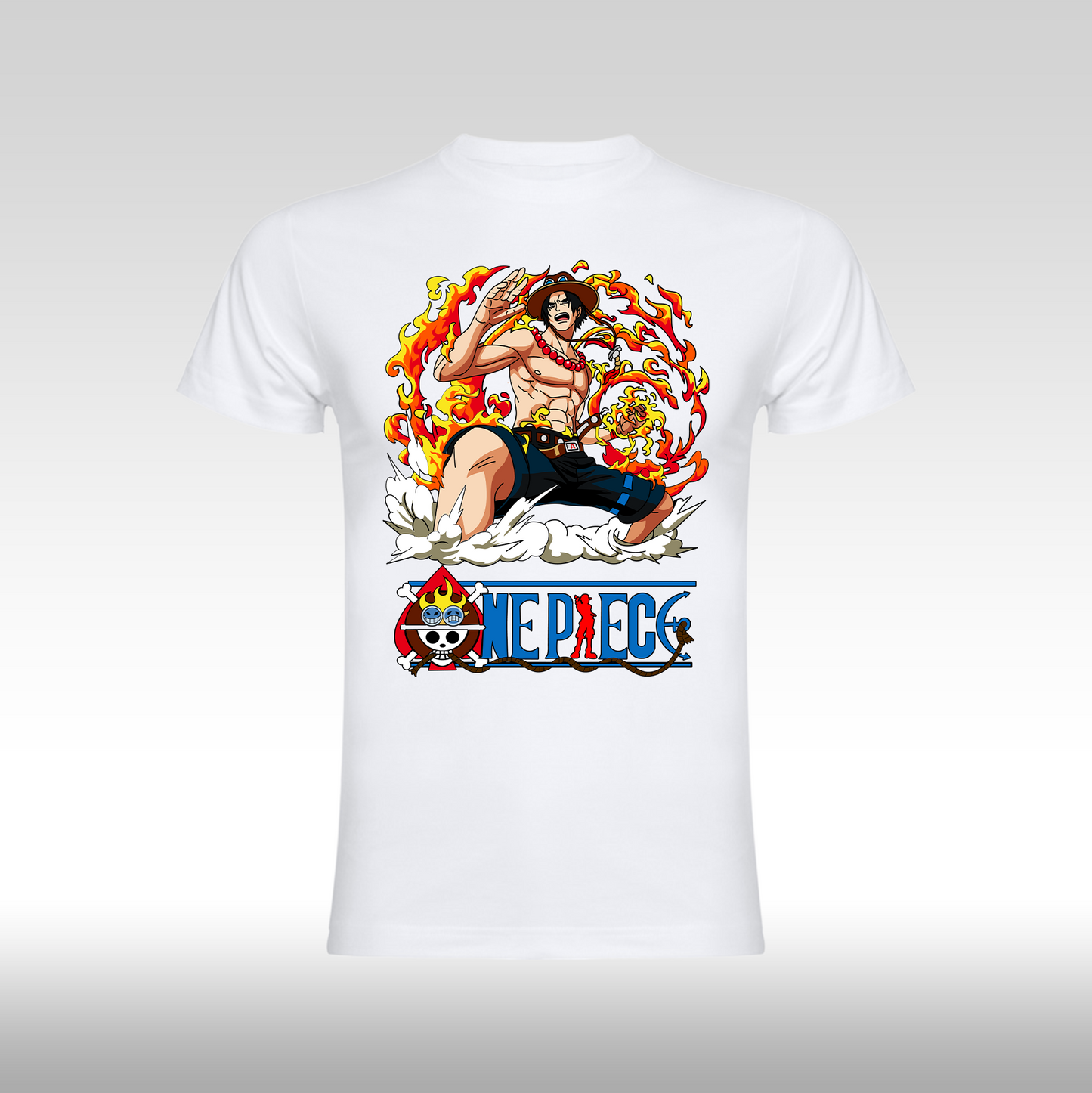 Tricou alb personalizat bumbac Fata "Fire Portgas D. Ace" streetwear