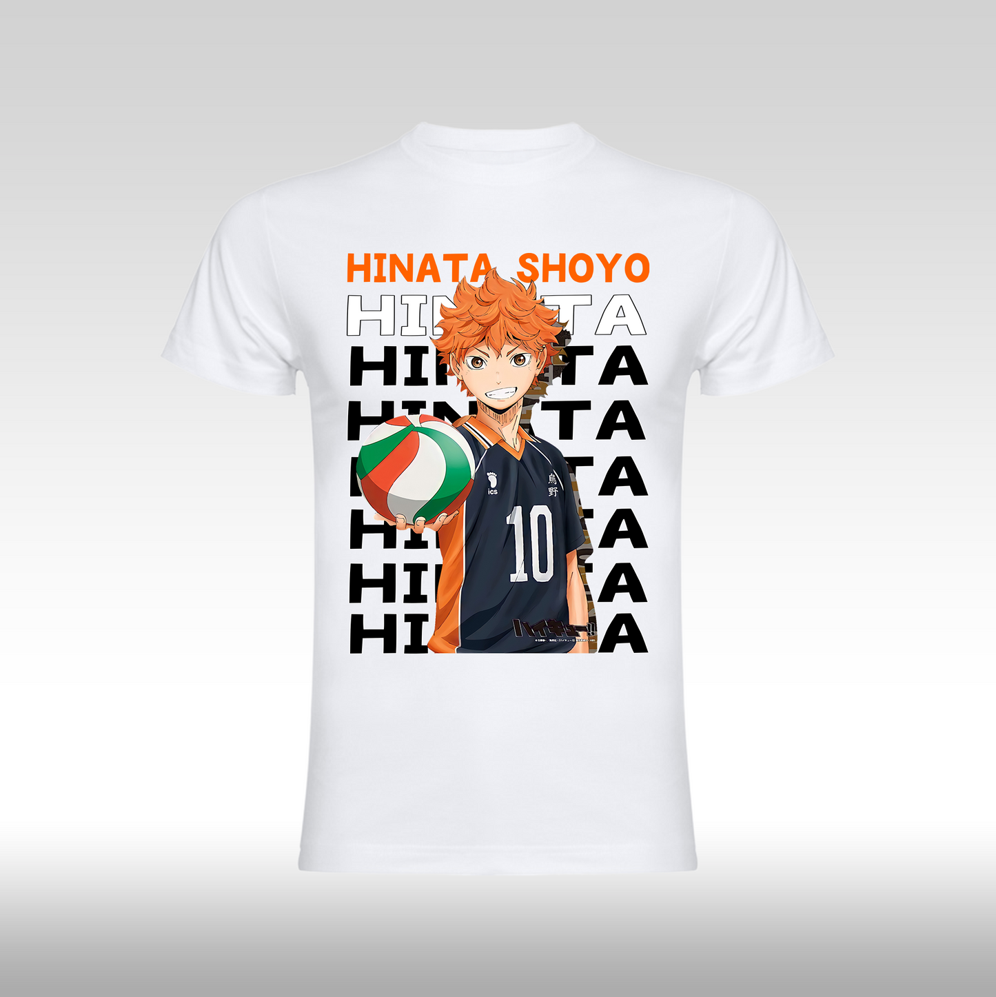 Tricou alb personalizat bumbac anime "Hinata Shoyo" streetwear