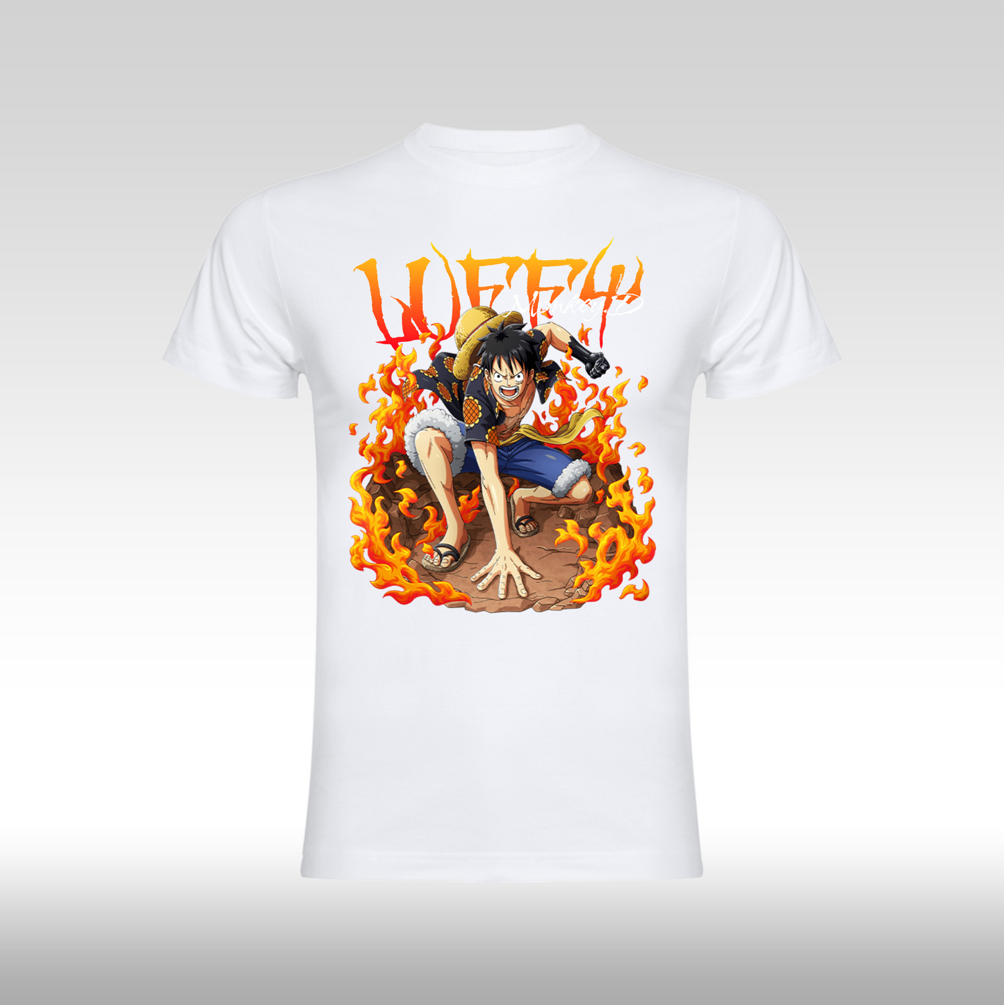 Tricou alb personalizat bumbac anime "Luffy" streetwear