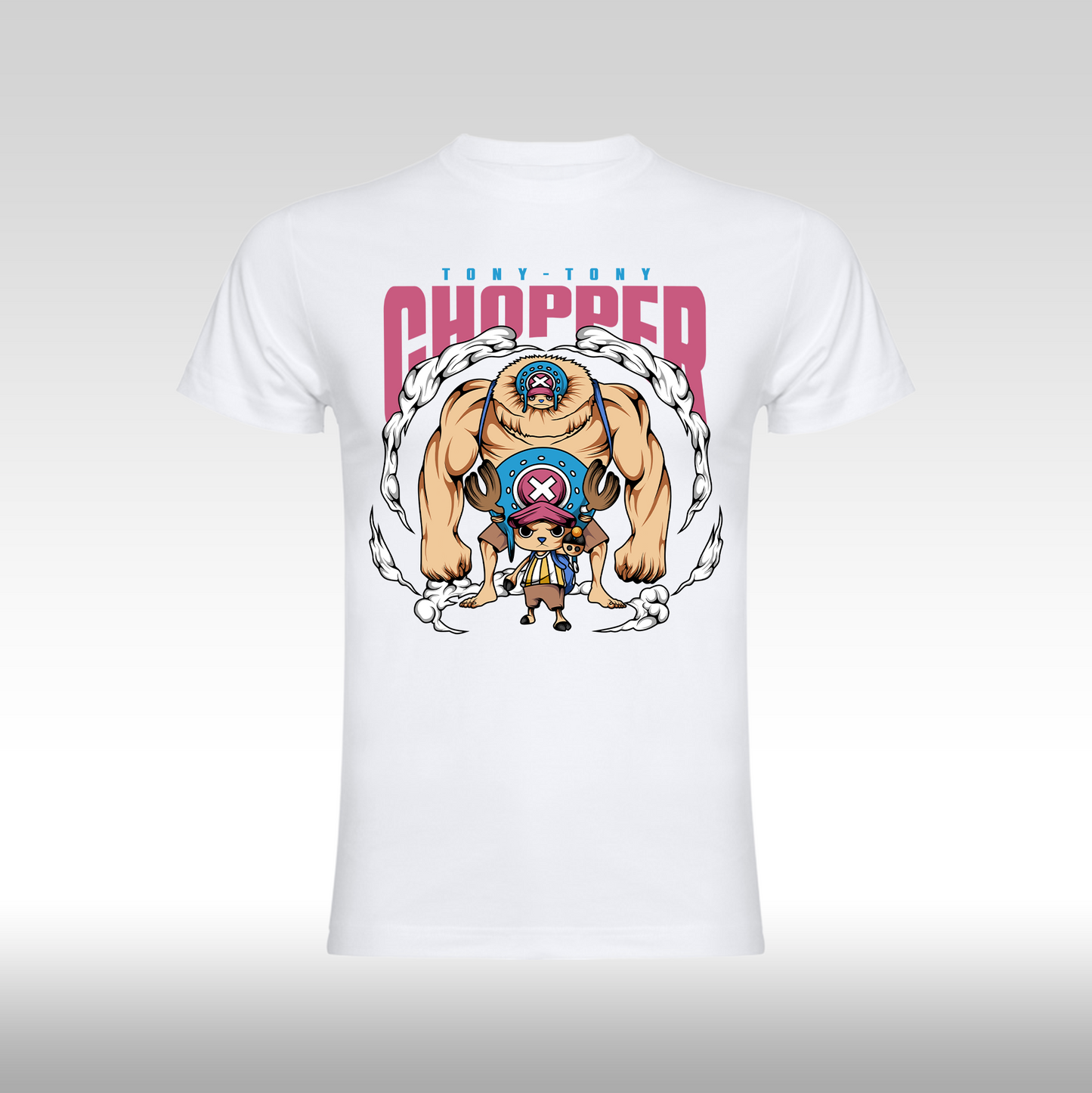 Tricou alb personalizat bumbac anime "One Piece Tony-Tony Chopper", streetwear