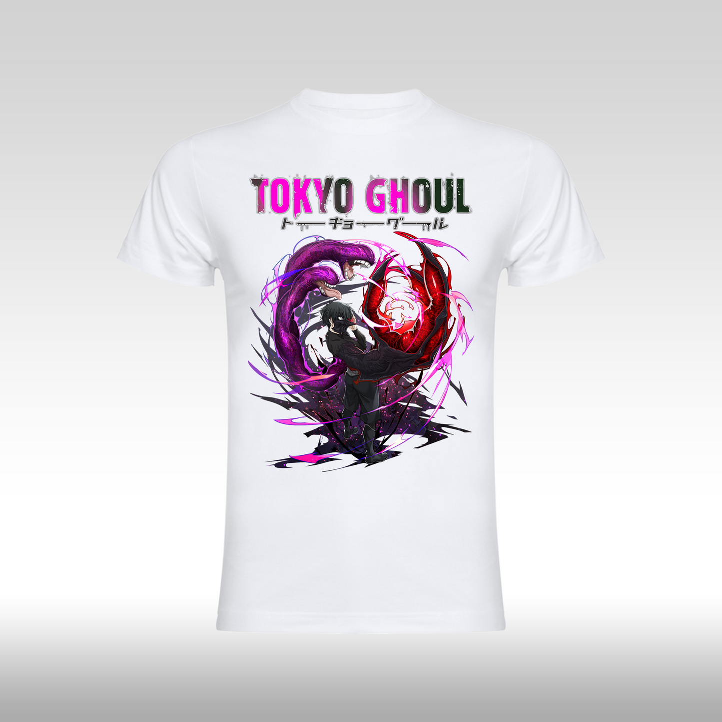 Tricou alb personalizat bumbac anime "Tokyo Ghoul" streetwear