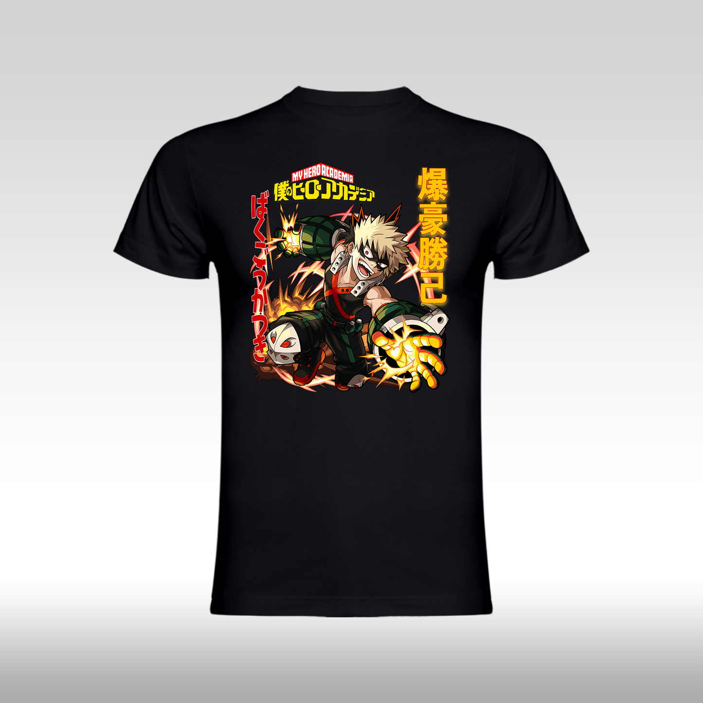 Tricou negru personalizat bumbac anime "Bakugo Katsuki" streetwear
