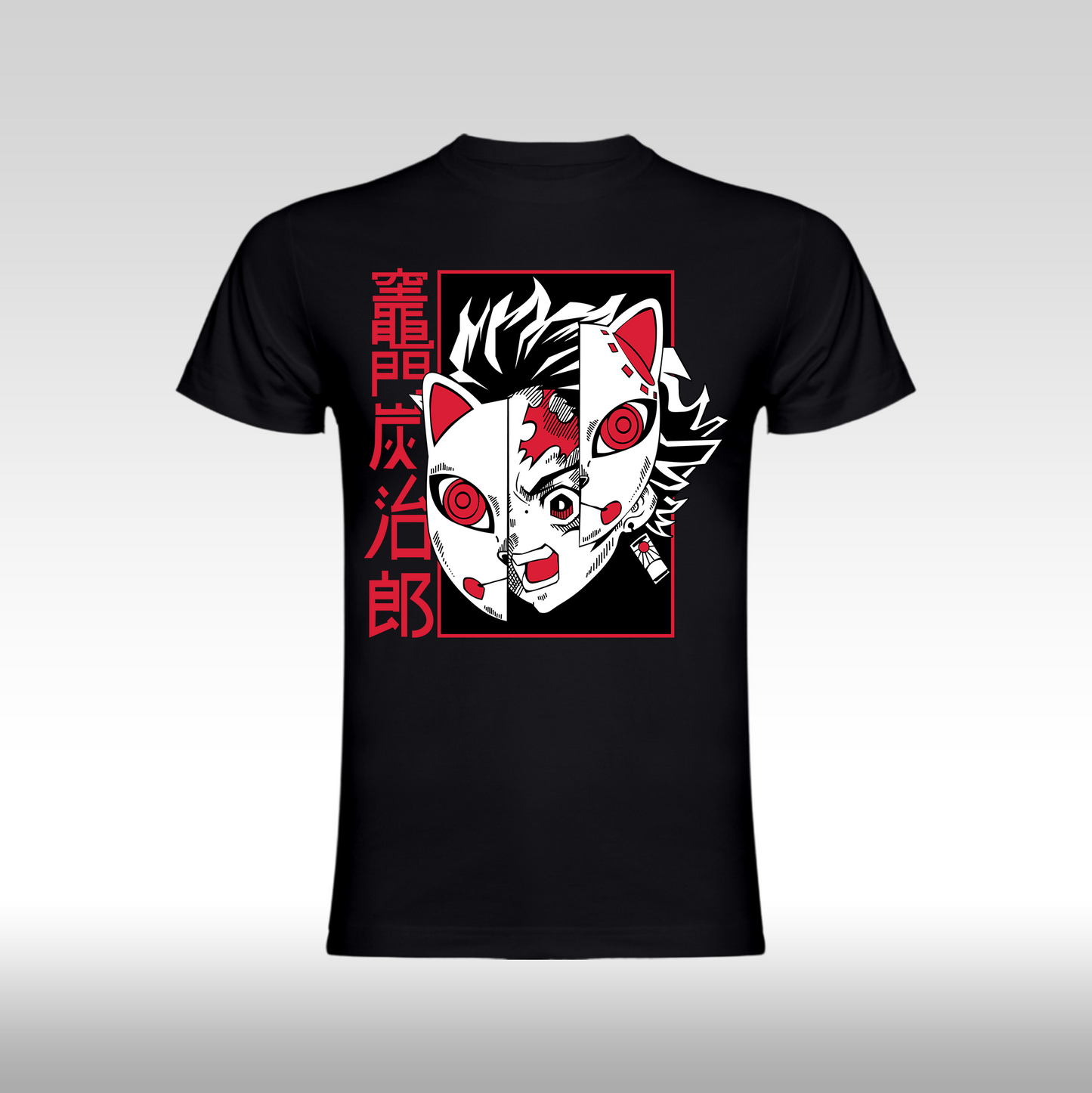 Tricou negru personalizat bumbac anime "Demon Slayer: Tanjiro Kamado" streetwear