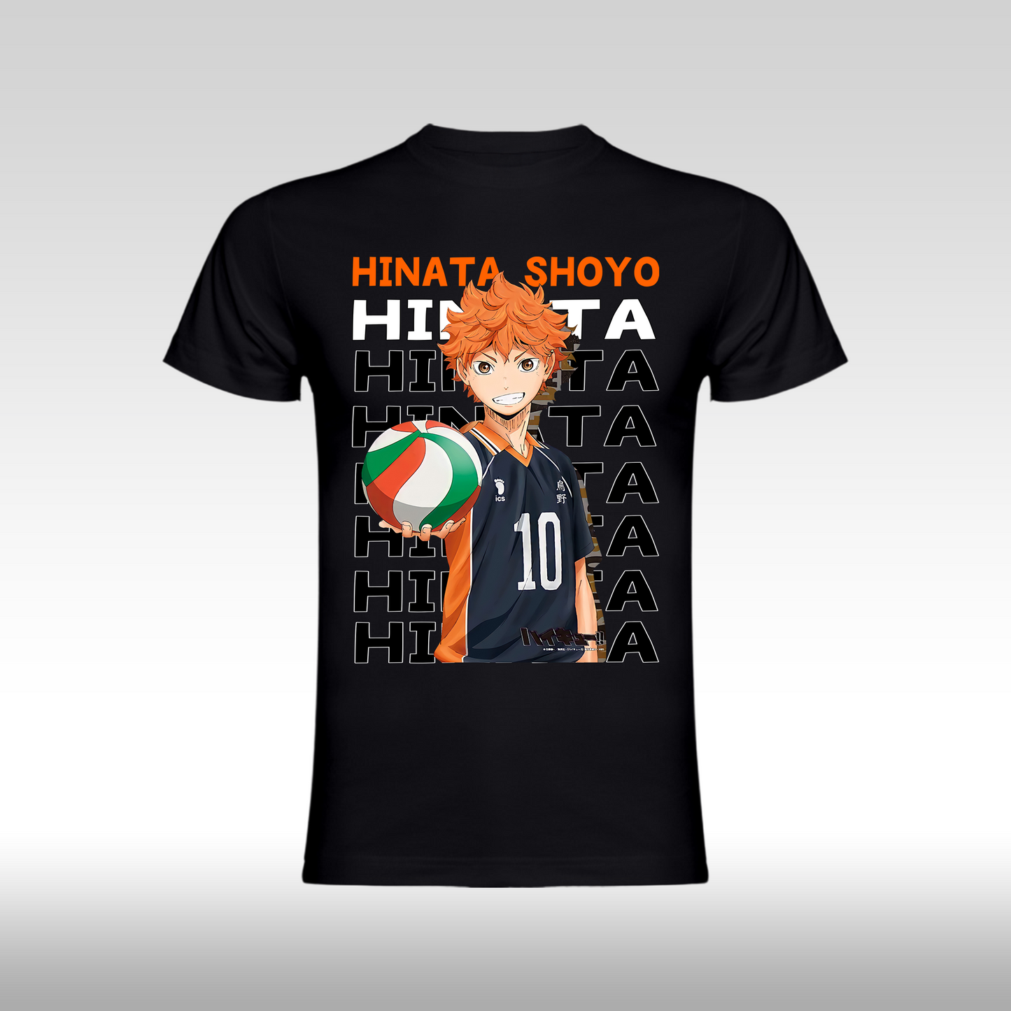 Tricou negru personalizat bumbac anime "Hinata Shoyo" streetwear