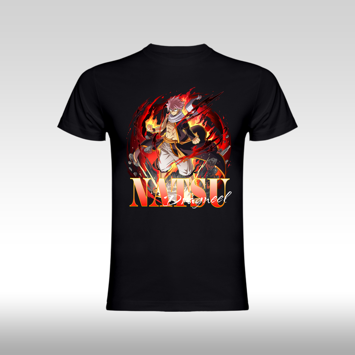 Tricou Negru personalizat bumbac anime "Natsu" streetwear