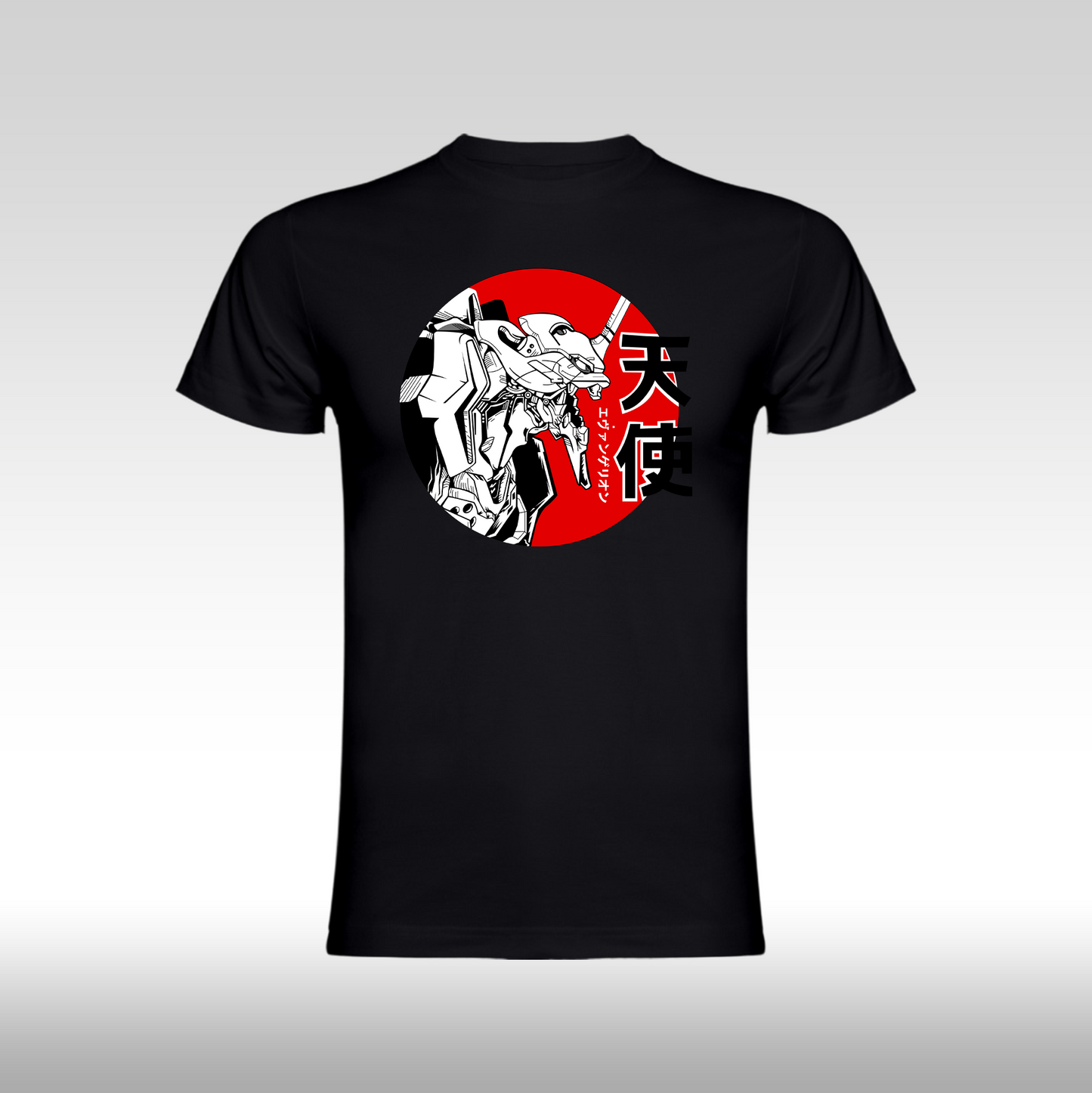 Tricou negru personalizat bumbac anime "Neon Genesis Evangelion" streetwear