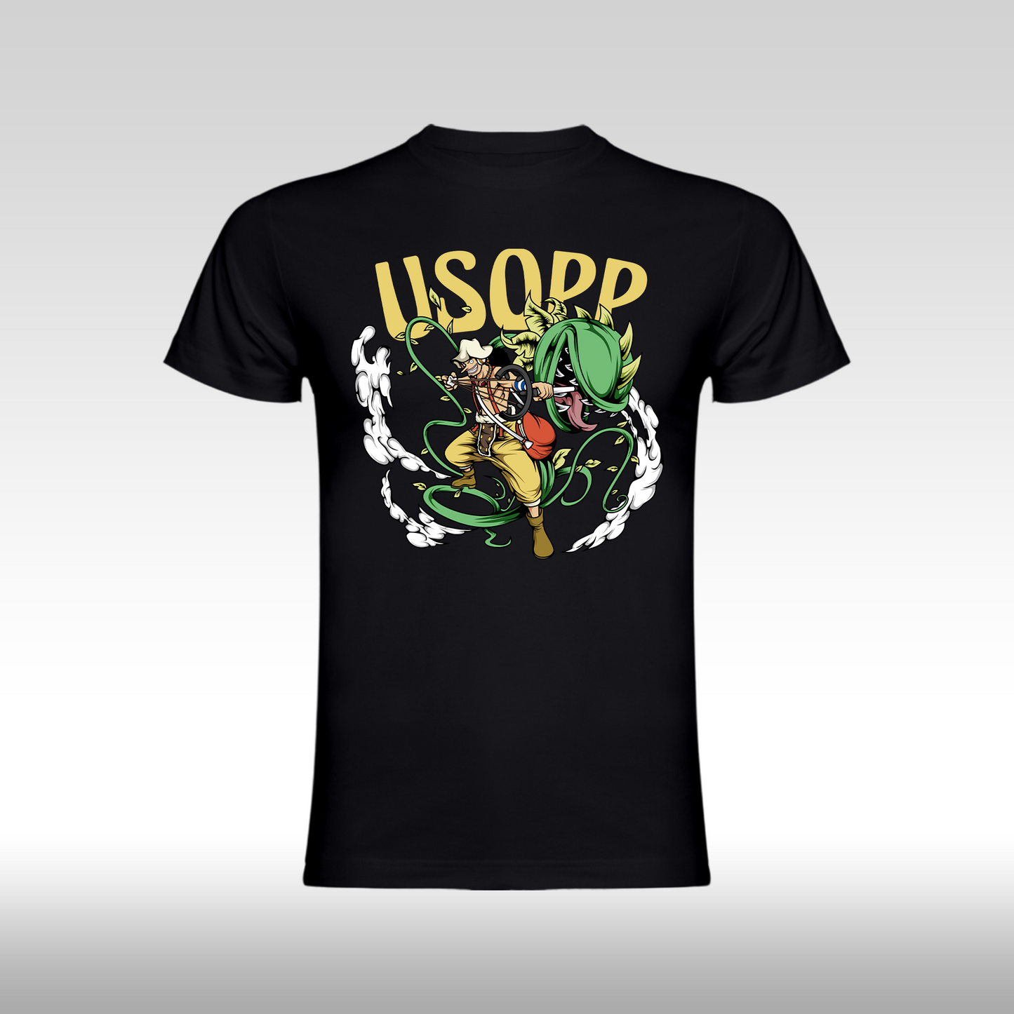 Tricou Negru personalizat bumbac anime "One Piece Usopp streetwear
