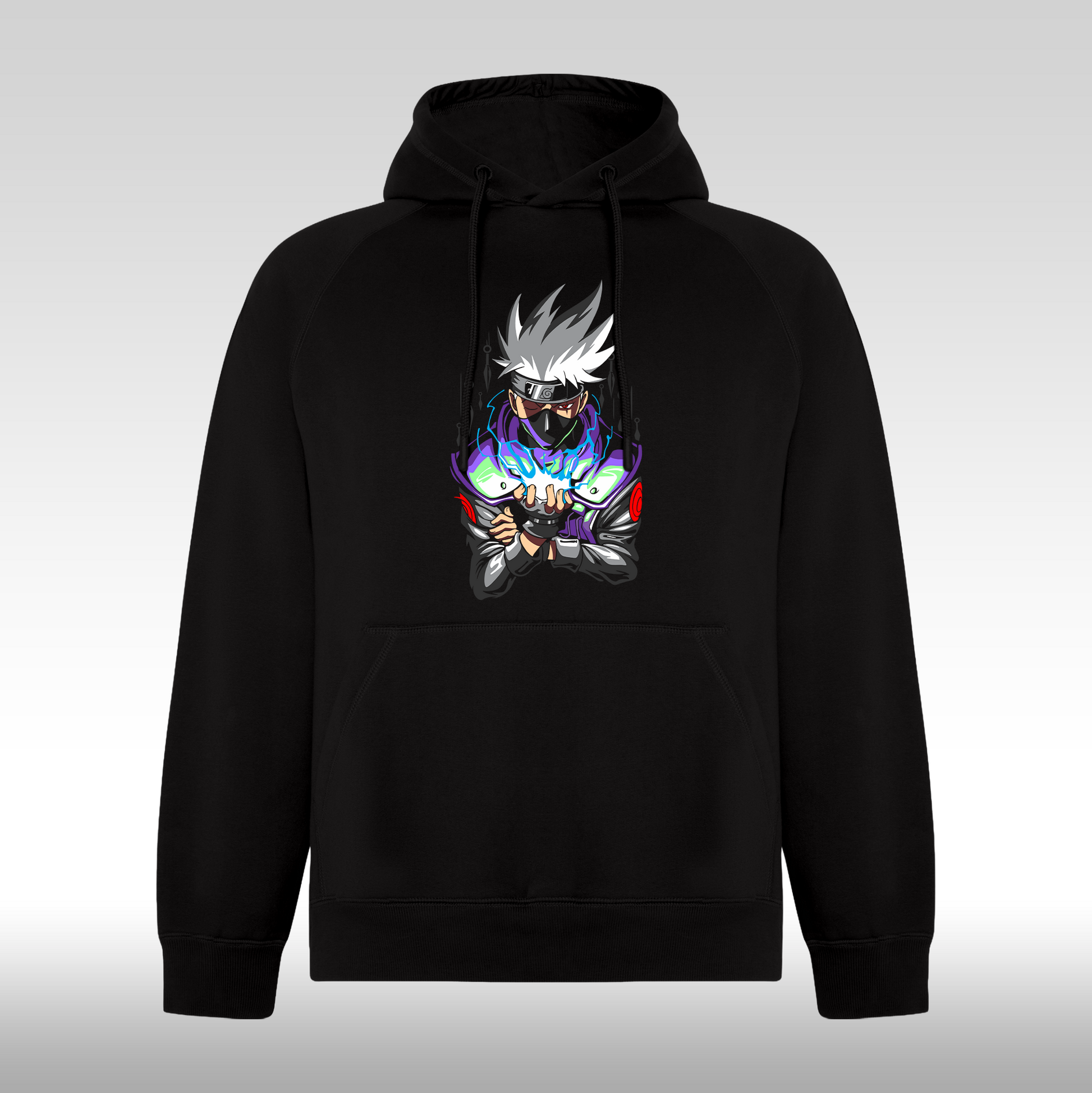 Hanorac Negru personalizat Fata anime "Kakashi" streetwear
