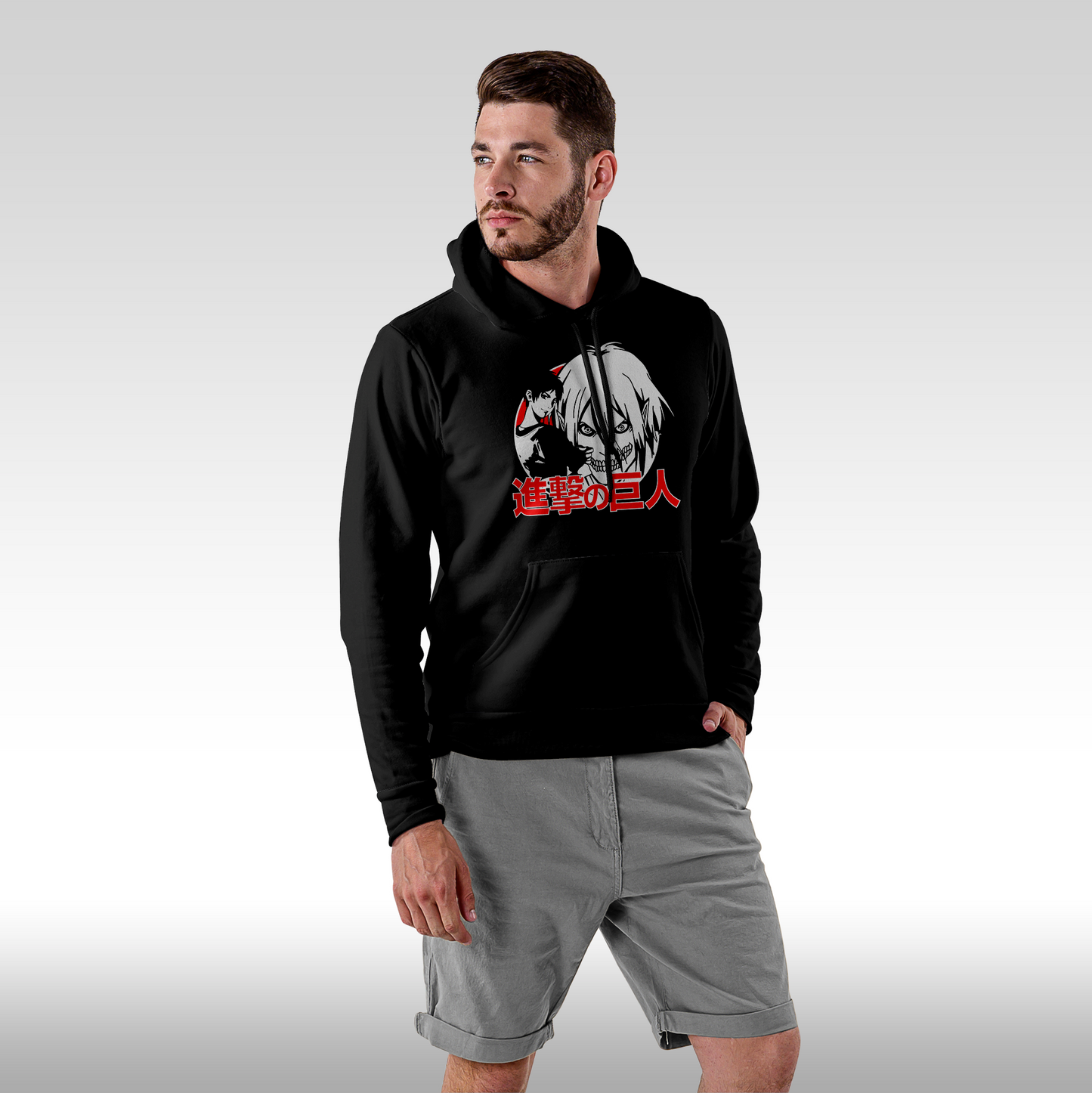 Hanorac Negru personalizat Fata Barbat anime "Eren Shingeki" streetwear
