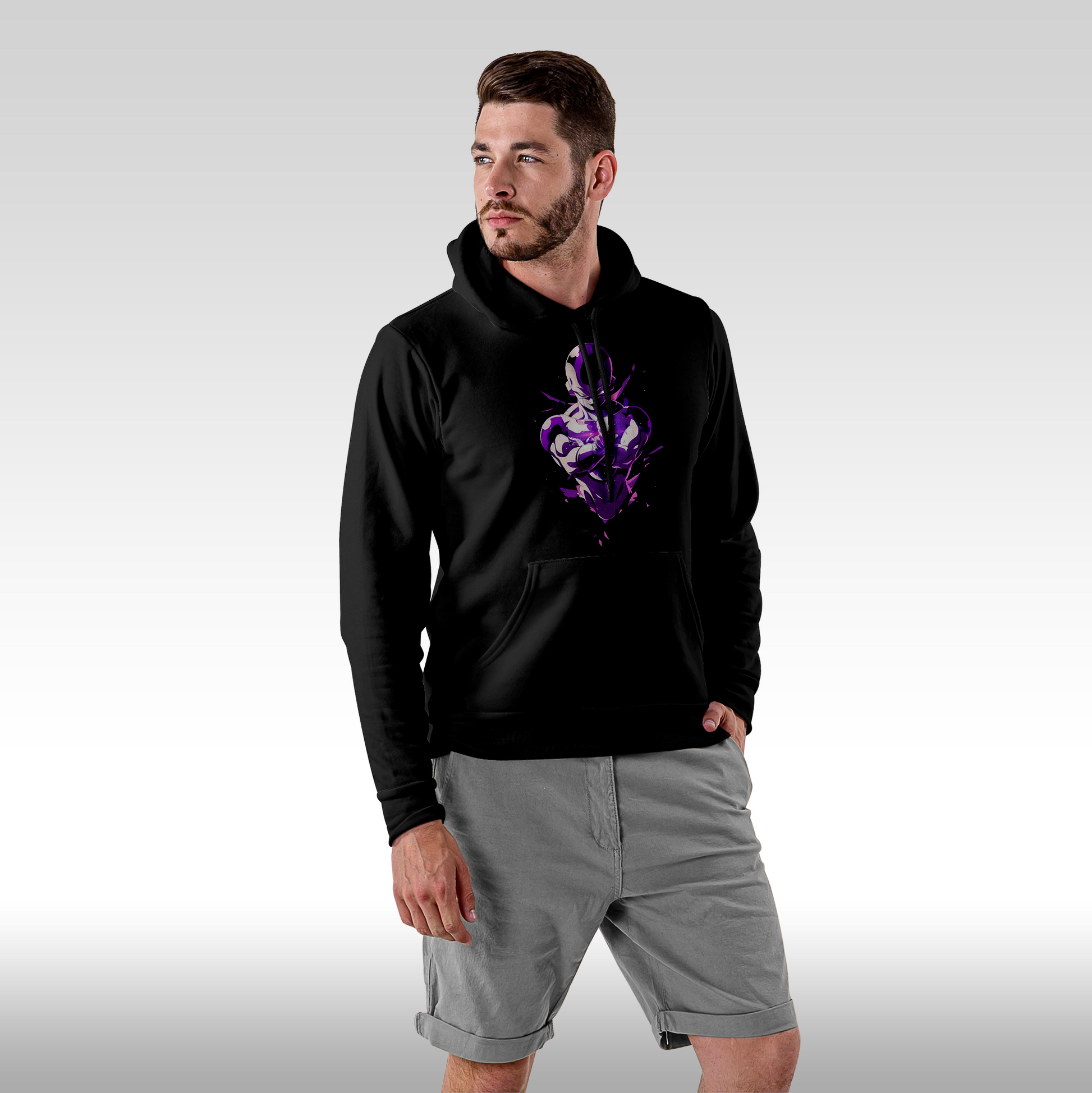 Hanorac Negru personalizat Fata barbat anime "Frieza" streetwear
