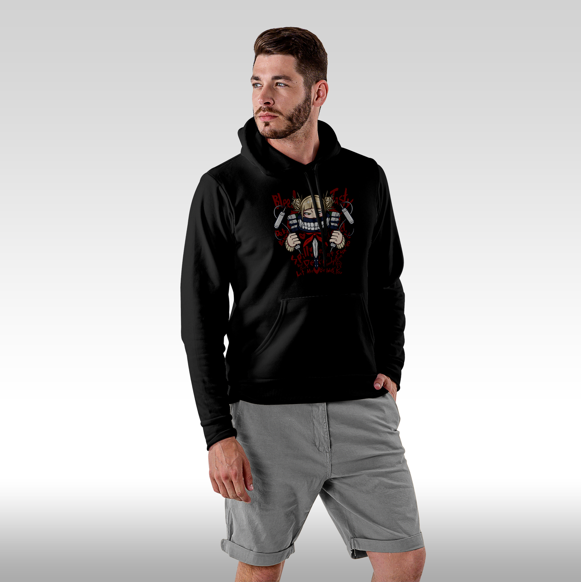 Hanorac Negru personalizat Fata barbat anime "Himiko Toga" streetwear
