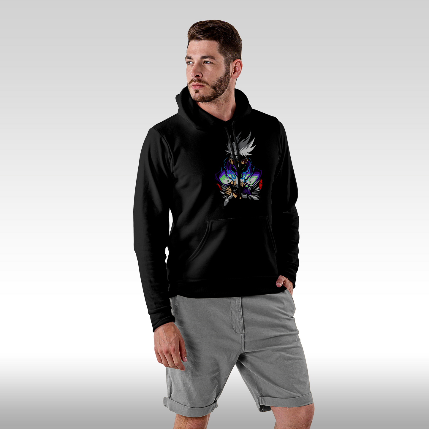 Hanorac Negru personalizat Fata Barbat anime "Kakashi" streetwear
