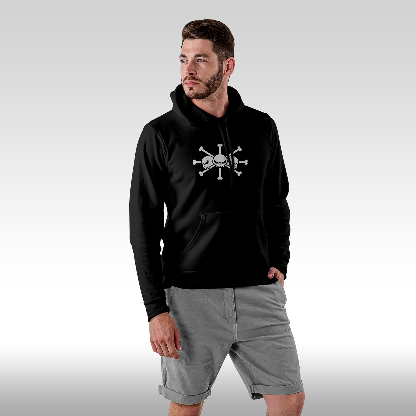 Hanorac Negru personalizat Fata barbat anime "Kurohige" streetwear
