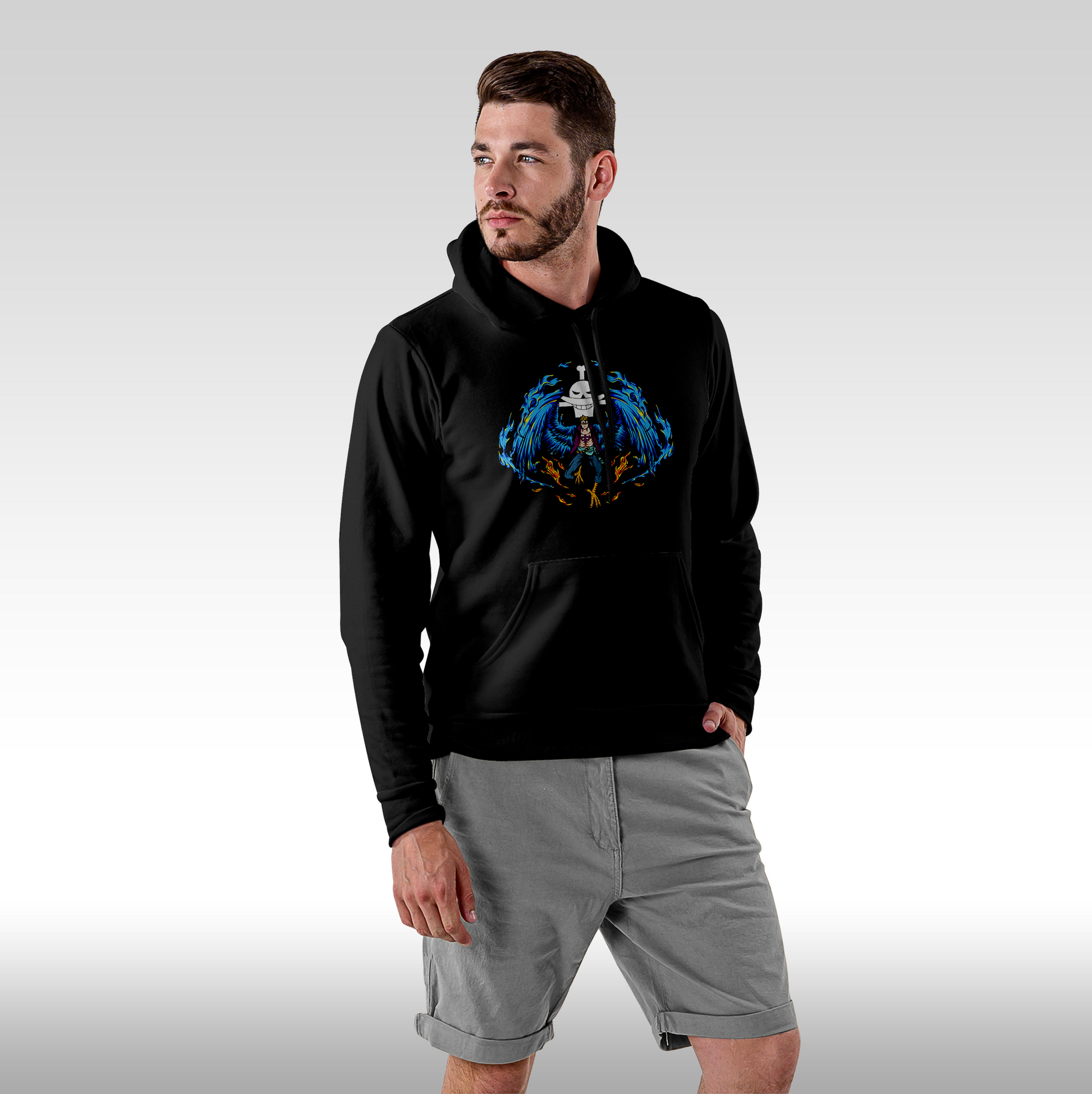 Hanorac Negru personalizat Fata Barbat anime "Marko The Phoenix" streetwear
