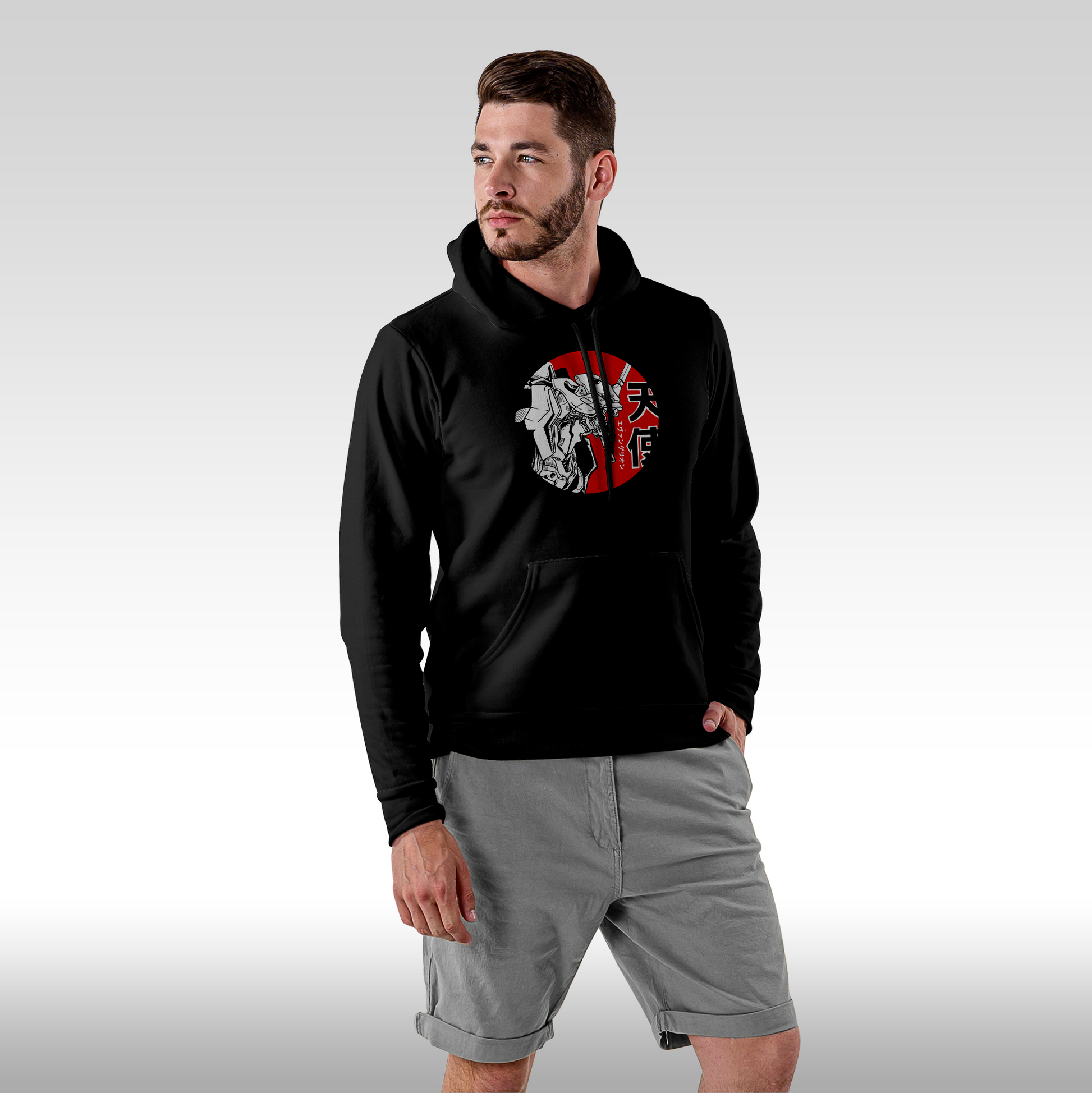 Hanorac Negru personalizat Fata Barbat anime "Neon Genesis Evangelion" streetwear
