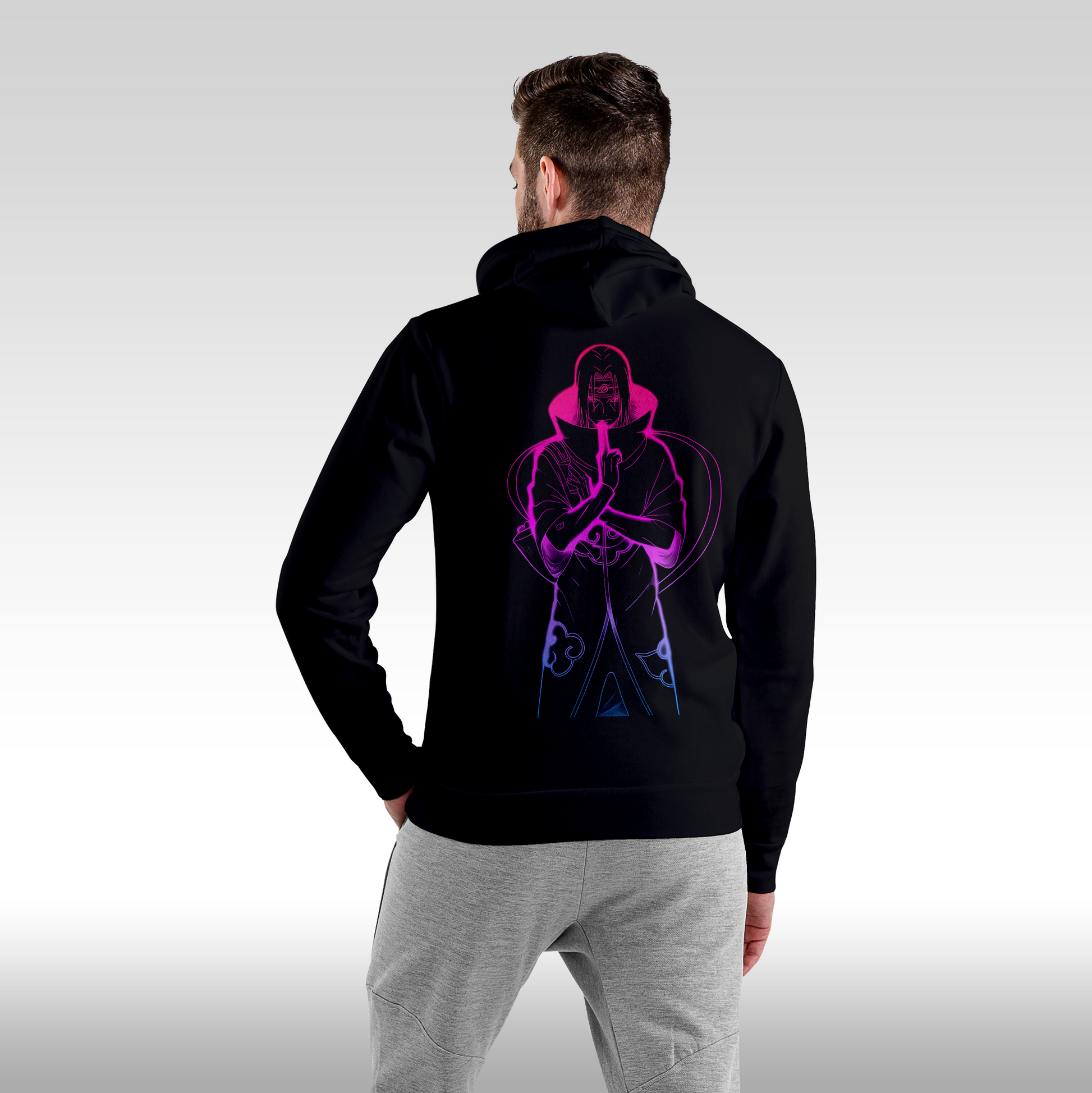 Hanorac Negru personalizat Fata Barbat anime "Sasuke Black" streetwear
