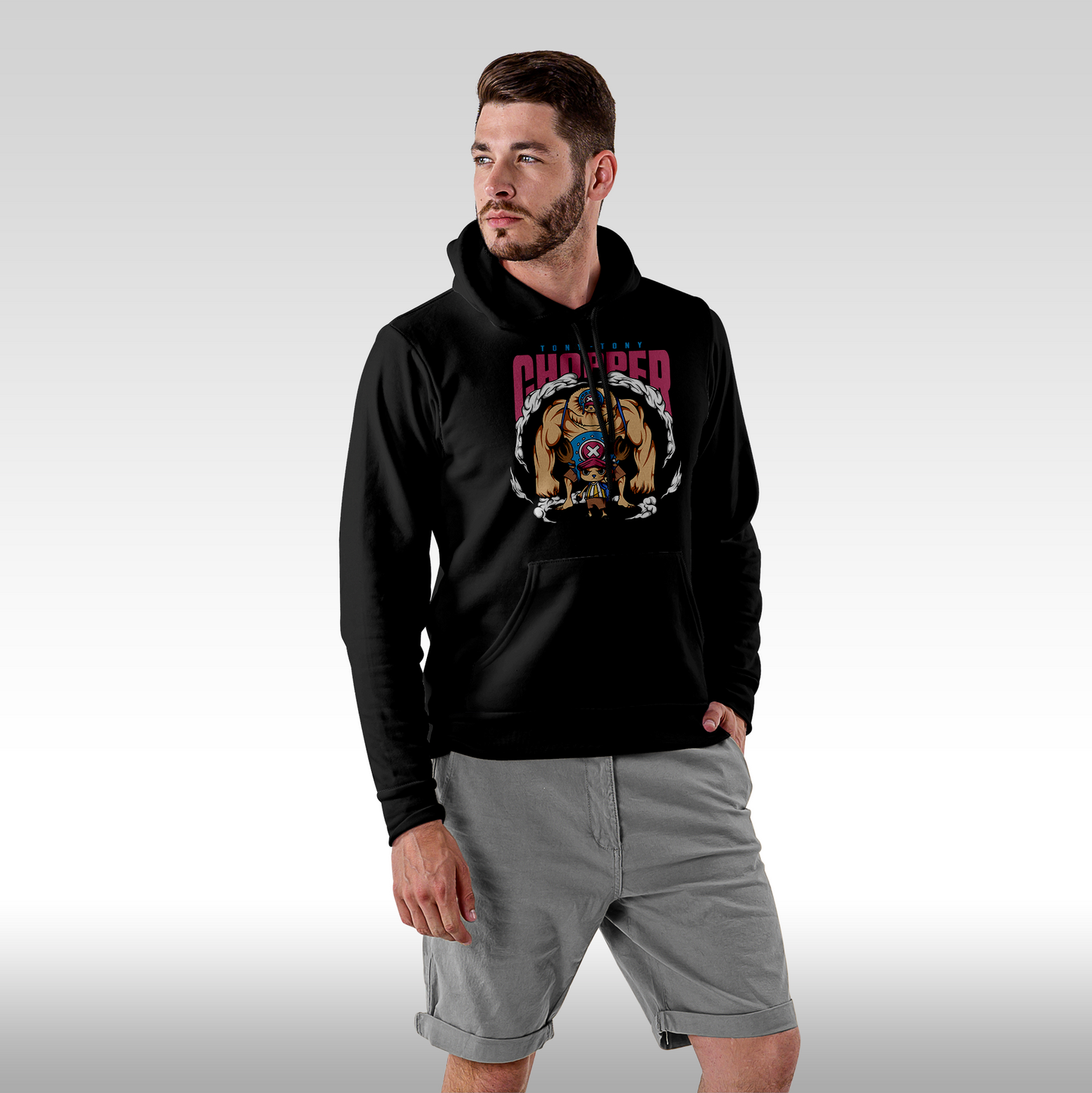 Hanorac Negru personalizat Fata Barbat anime "Tony-Tony Chopper" streetwear
