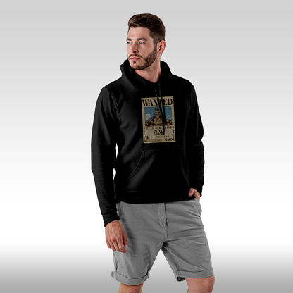 Hanorac Negru personalizat Fata Barbat anime "WANTED: Franky" streetwear
