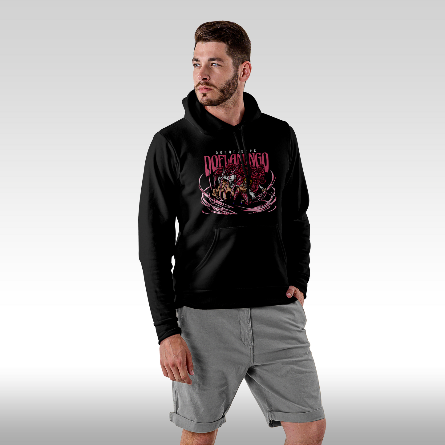 Hanorac Negru personalizat Fata Barbat anime "Doflamingo" streetwear
