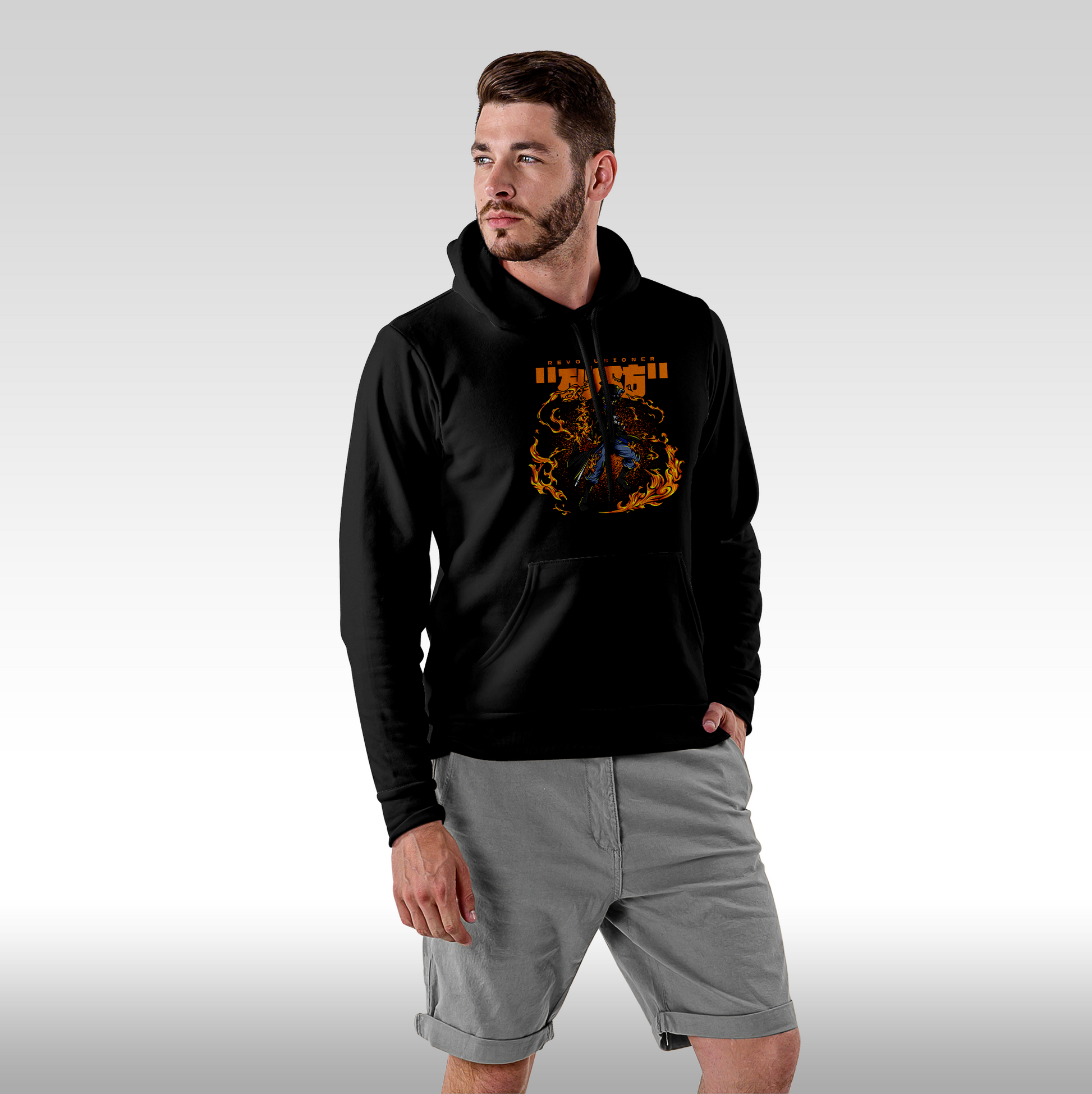 Hanorac Negru personalizat Fata Barbat urban "Revolusioner Sabo" streetwear
