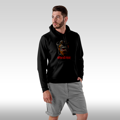 Hanorac Negru personalizat Fata Barbat caine "Nothing Lasts Forever" streetwear
