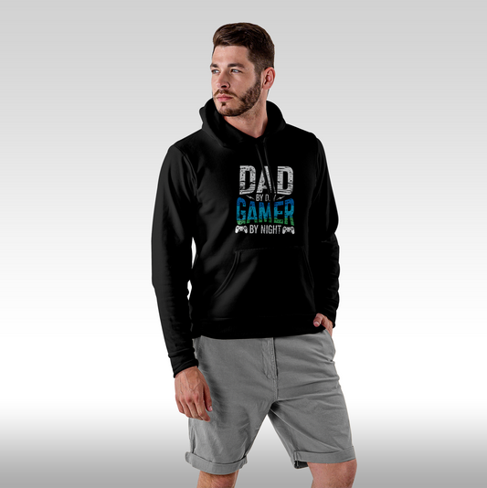 Hanorac Negru personalizat Fata Barbat gaming "Dad By Day, Gamer By Night" streetwear
