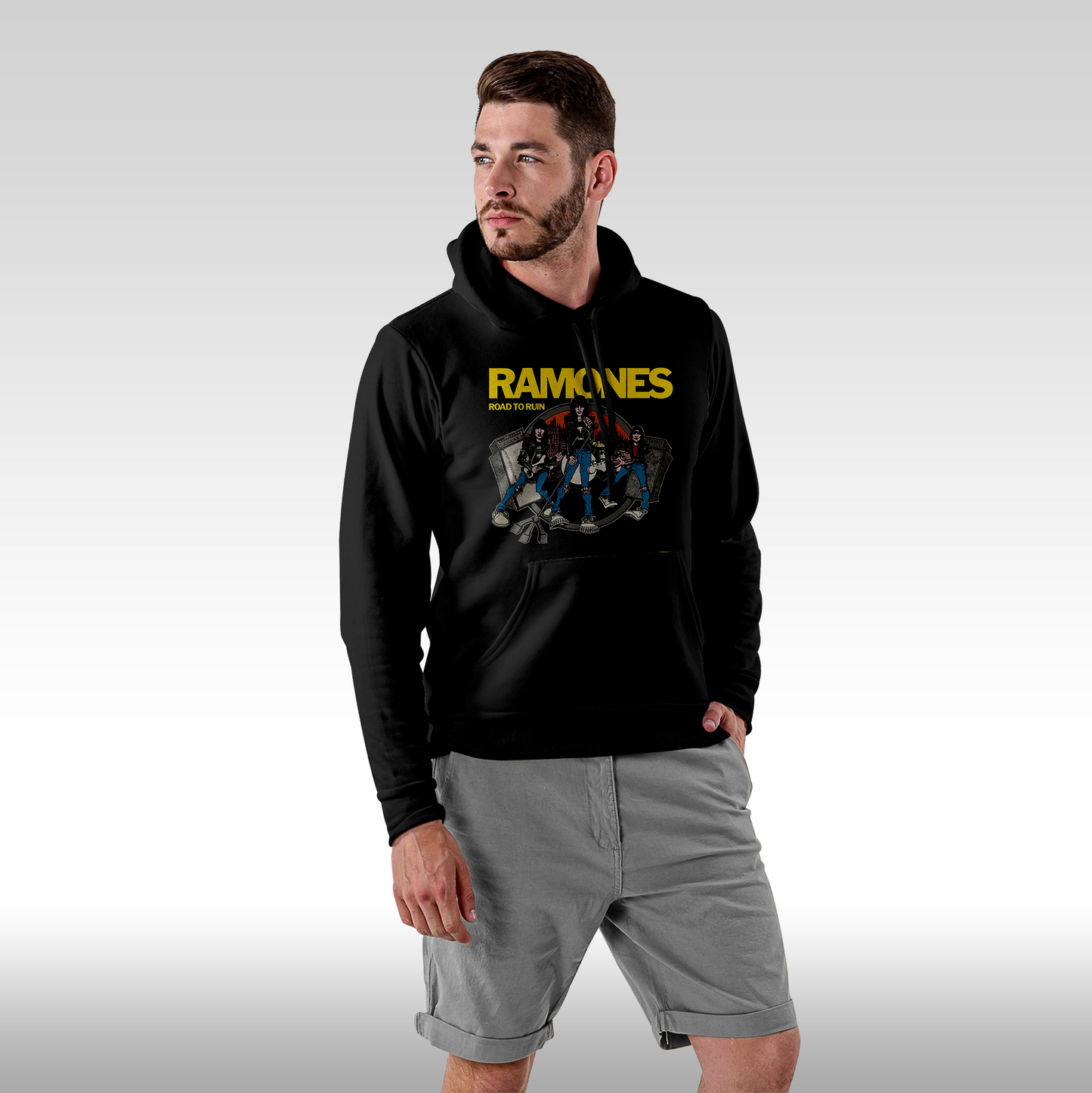 Hanorac Negru personalizat Fata Barbat rock "Ramones" streetwear
