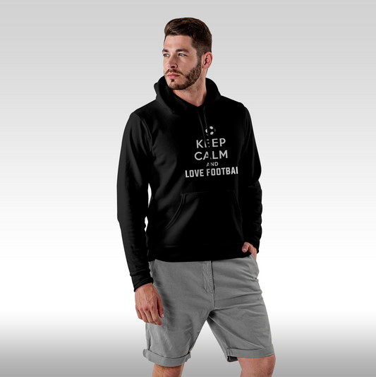Hanorac Negru personalizat Fata Barbat sport "Keep Calm And Love Footbal" streetwear
