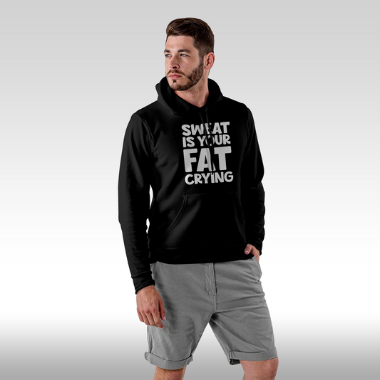 Hanorac Negru personalizat Fata barbat sport "Sweat Is Your Fat Crying" streetwear
