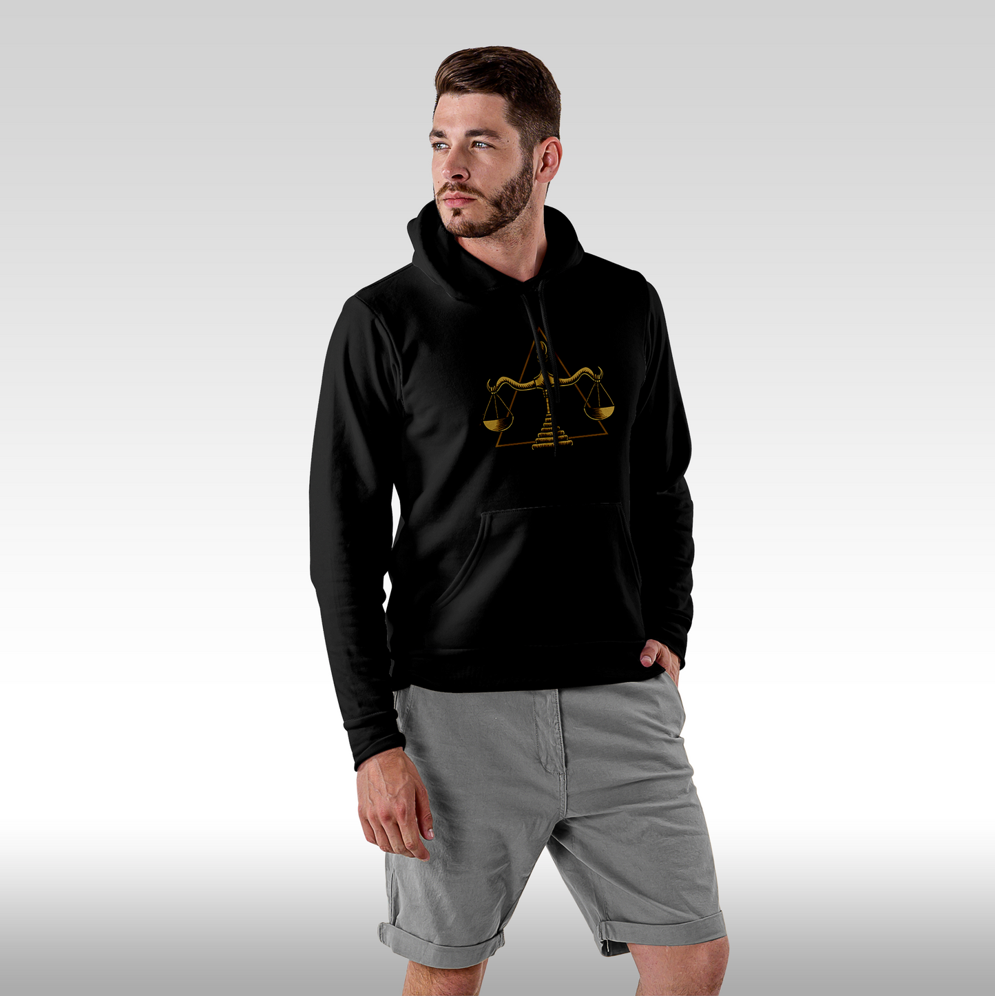 Hanorac Negru personalizat Fata Barbat urban "Antique Balance" streetwear
