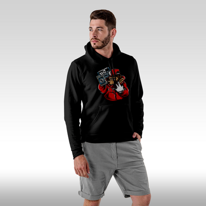 Hanorac Negru personalizat Fata Barbat urban "Boombox Ape" streetwear
