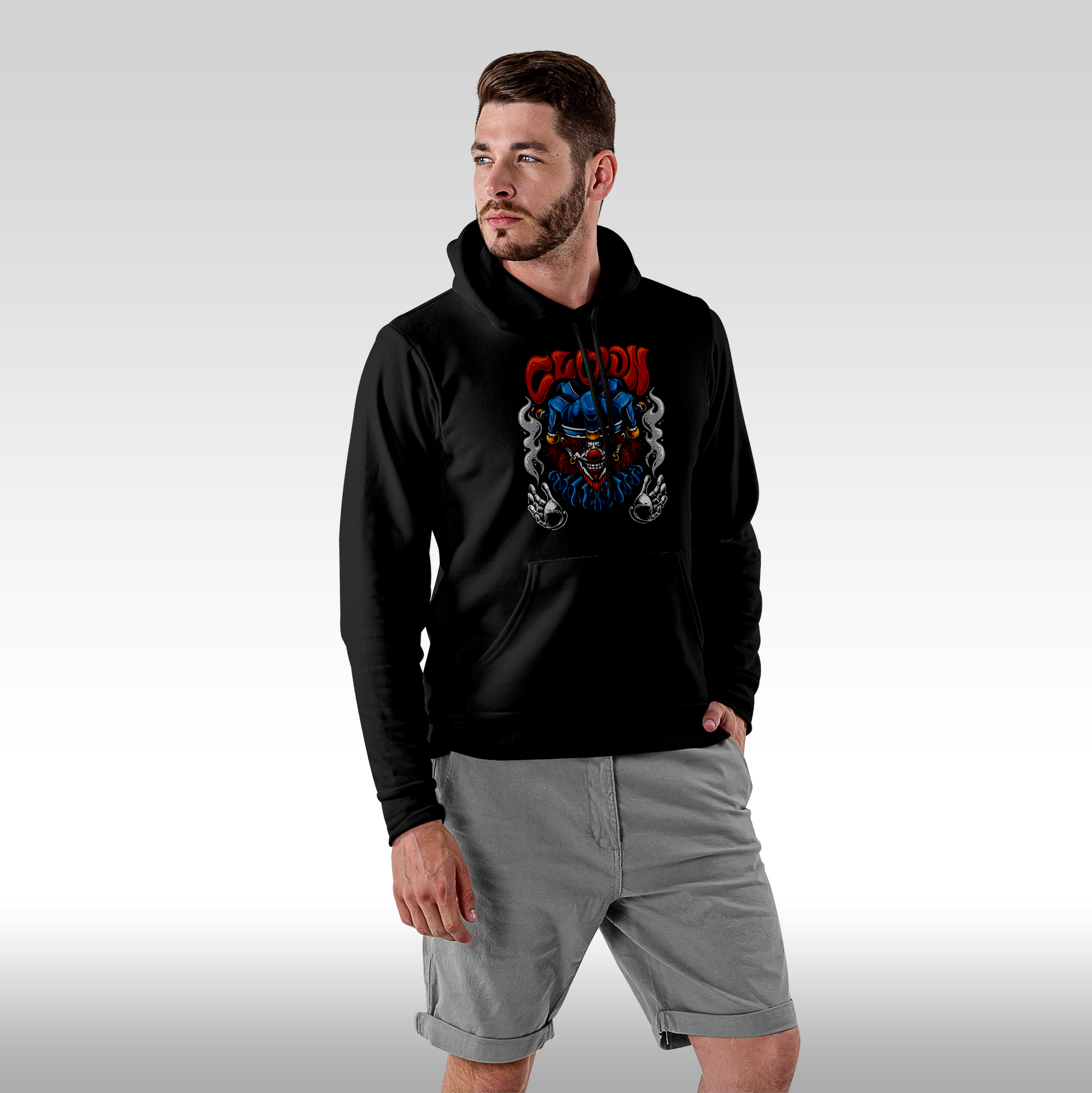 Hanorac Negru personalizat Fata Barbat urban "Clown" streetwear
