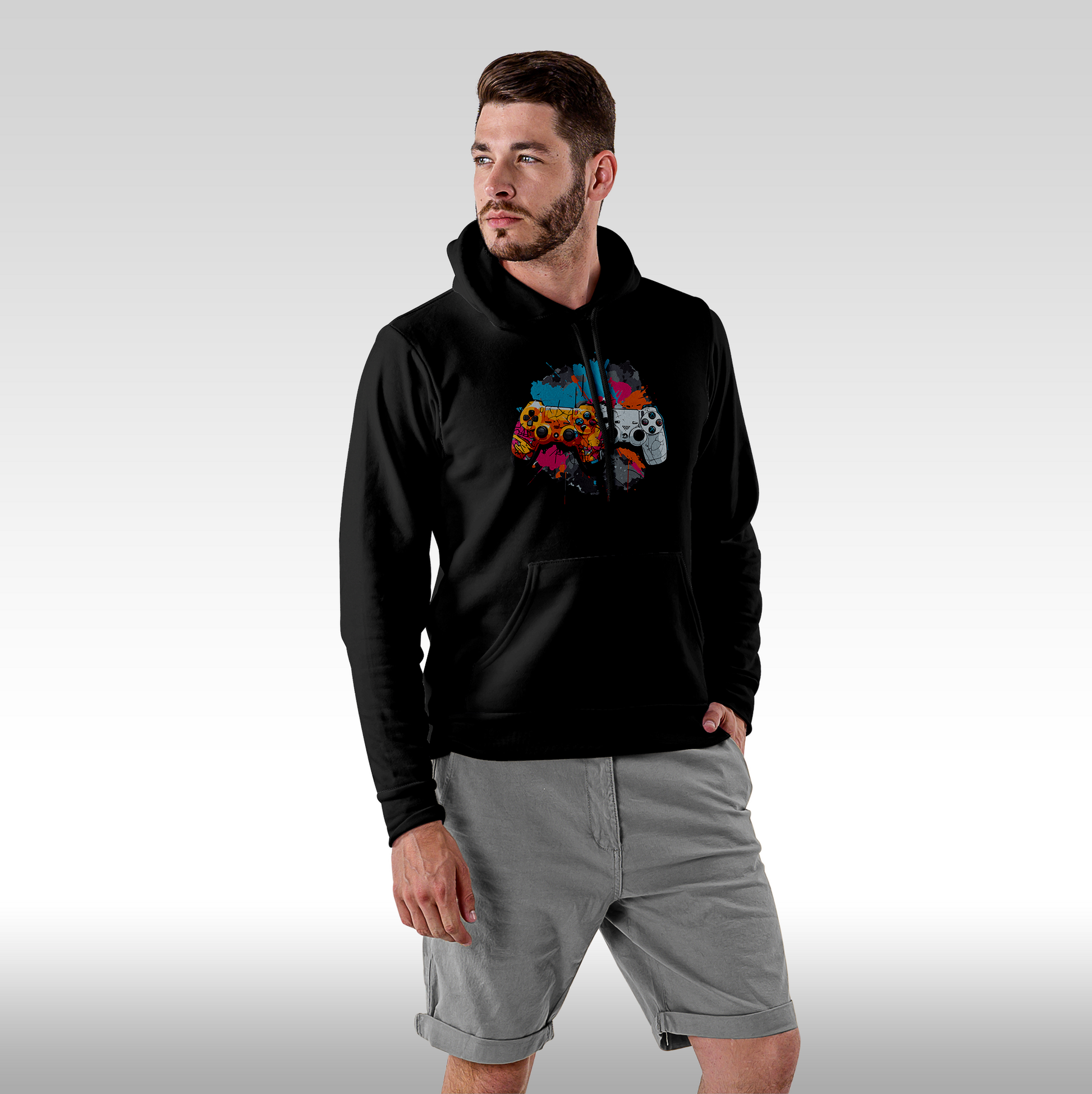 Hanorac Negru personalizat Fata Barbat urban "Console Gaming" streetwear
