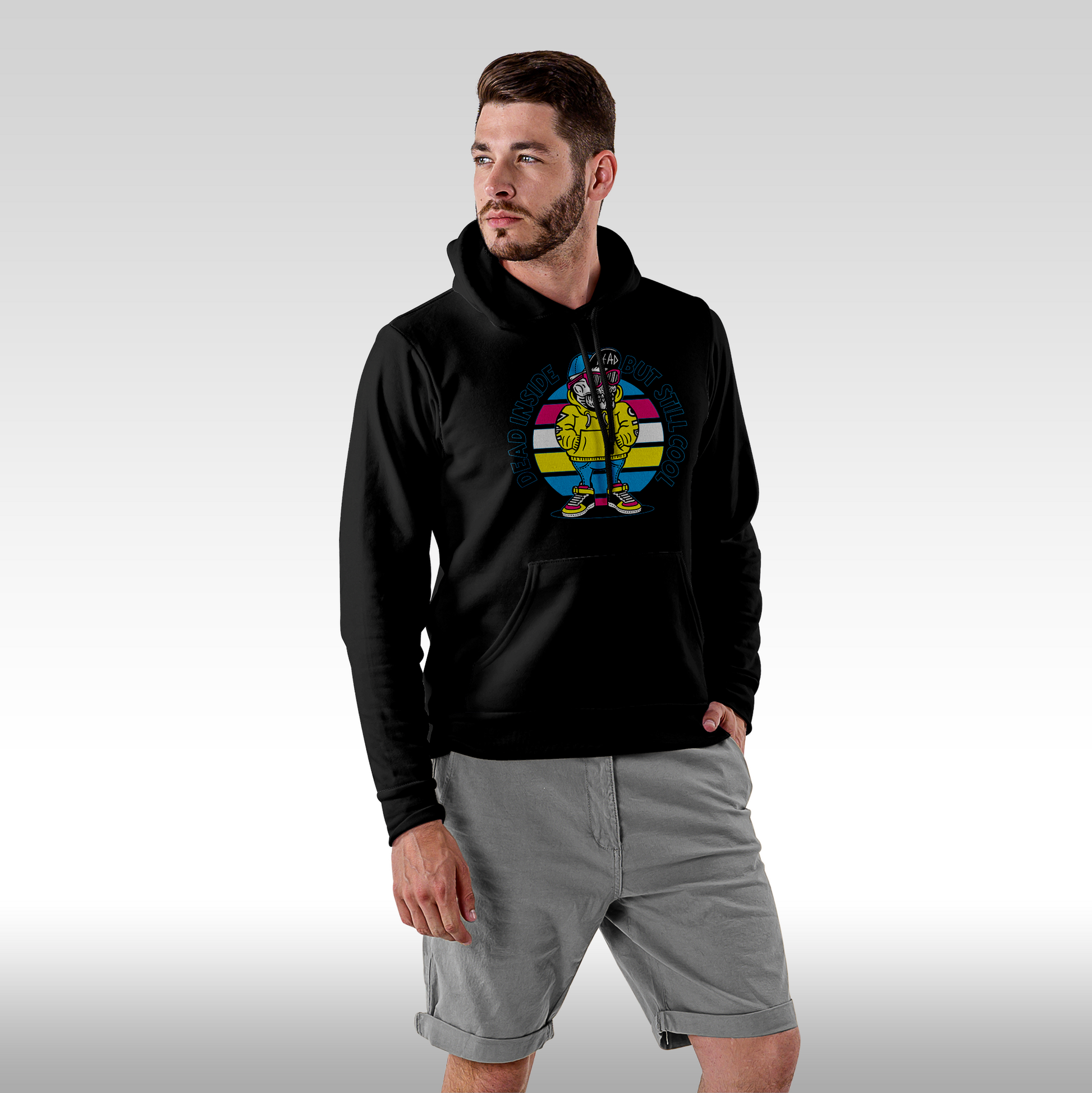 Hanorac Negru personalizat Fata Barbat urban "Dead Inside, But Still Cool" streetwear
