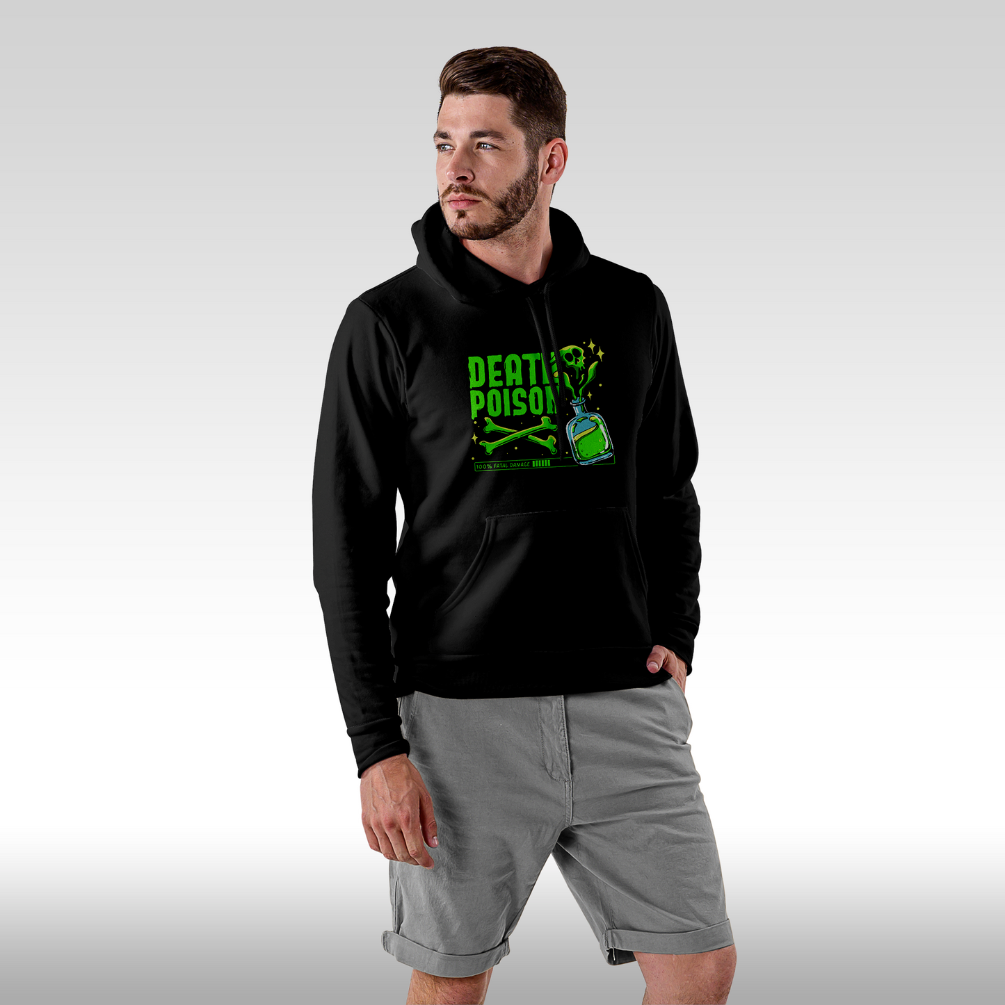 Hanorac Negru personalizat Fata Barbat urban "Death Poison" streetwear
