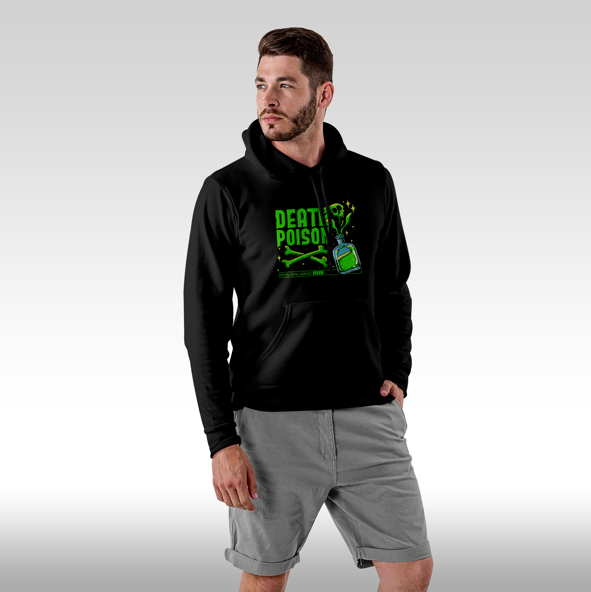 Hanorac Negru personalizat Fata Barbat urban "Death Poison" streetwear
