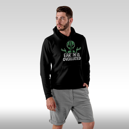 Hanorac Negru personalizat Fata Barbat urban "Earth Is Overrated" streetwear
