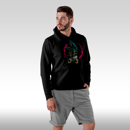 Hanorac Negru personalizat Fata barbat urban "Mad Rabbit" streetwear
