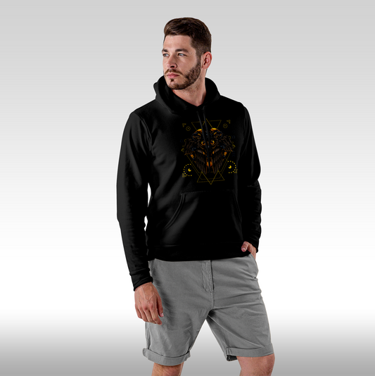 Hanorac Negru personalizat Fata Barbat urban "Majestic Owl" streetwear
