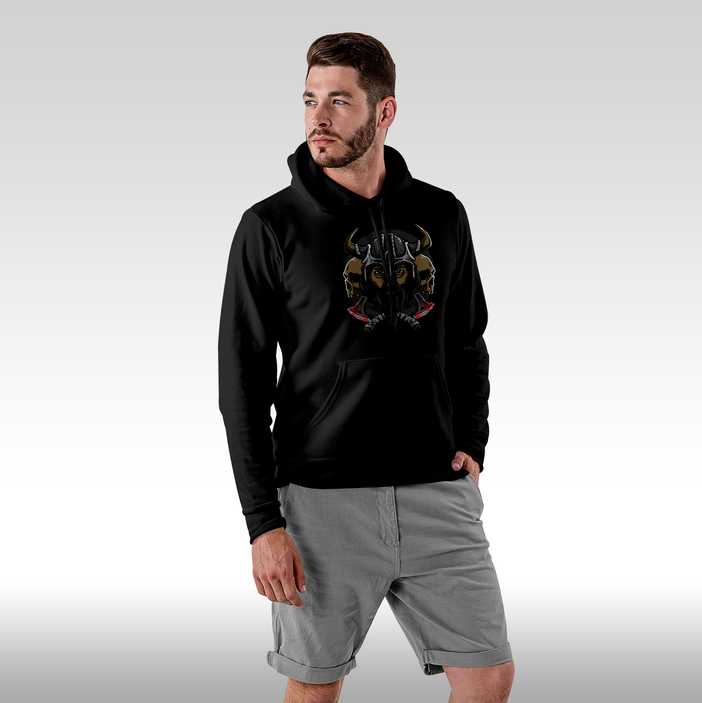 Hanorac Negru personalizat Fata Barbat urban viking  "Norse Fury" streetwear
