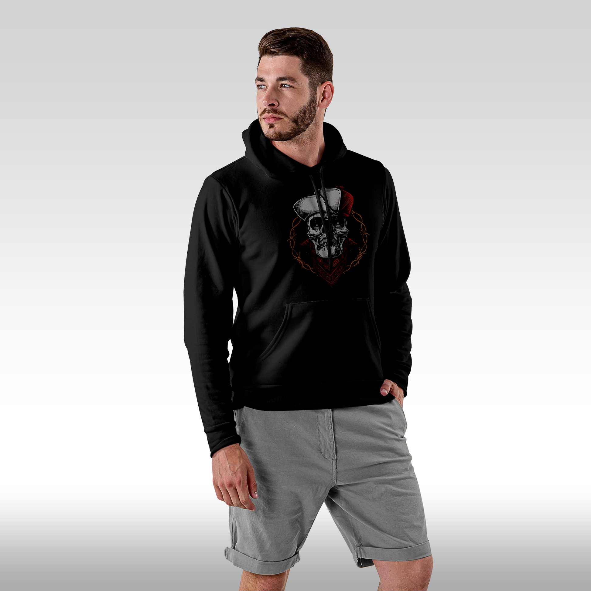 Hanorac Negru personalizat Fata Barbat urban "Street Phantom" streetwear
