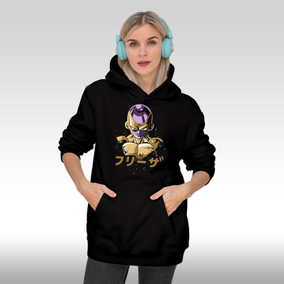 Hanorac Negru personalizat Fata dama anime "Golden Frieza" streetwear
