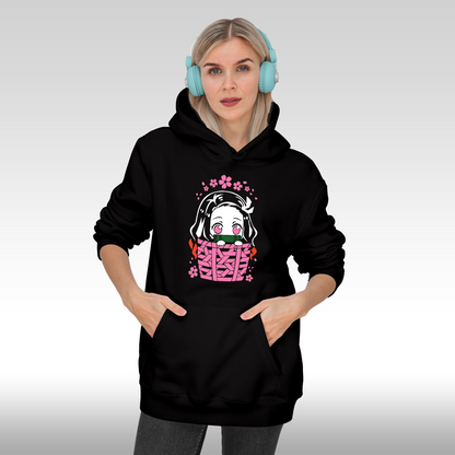 Hanorac Negru personalizat Fata Dama anime "Kamado Nezuko" streetwear
