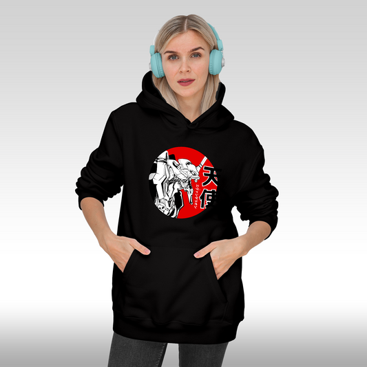 Hanorac Negru personalizat Fata dama anime "Neon Genesis Evangelion" streetwear
