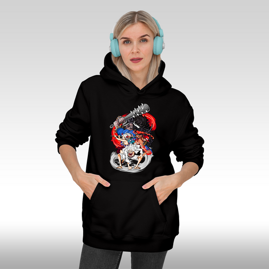 Hanorac Negru personalizat Fata dama anime "One Piece: Fight Against Kaido" streetwear
