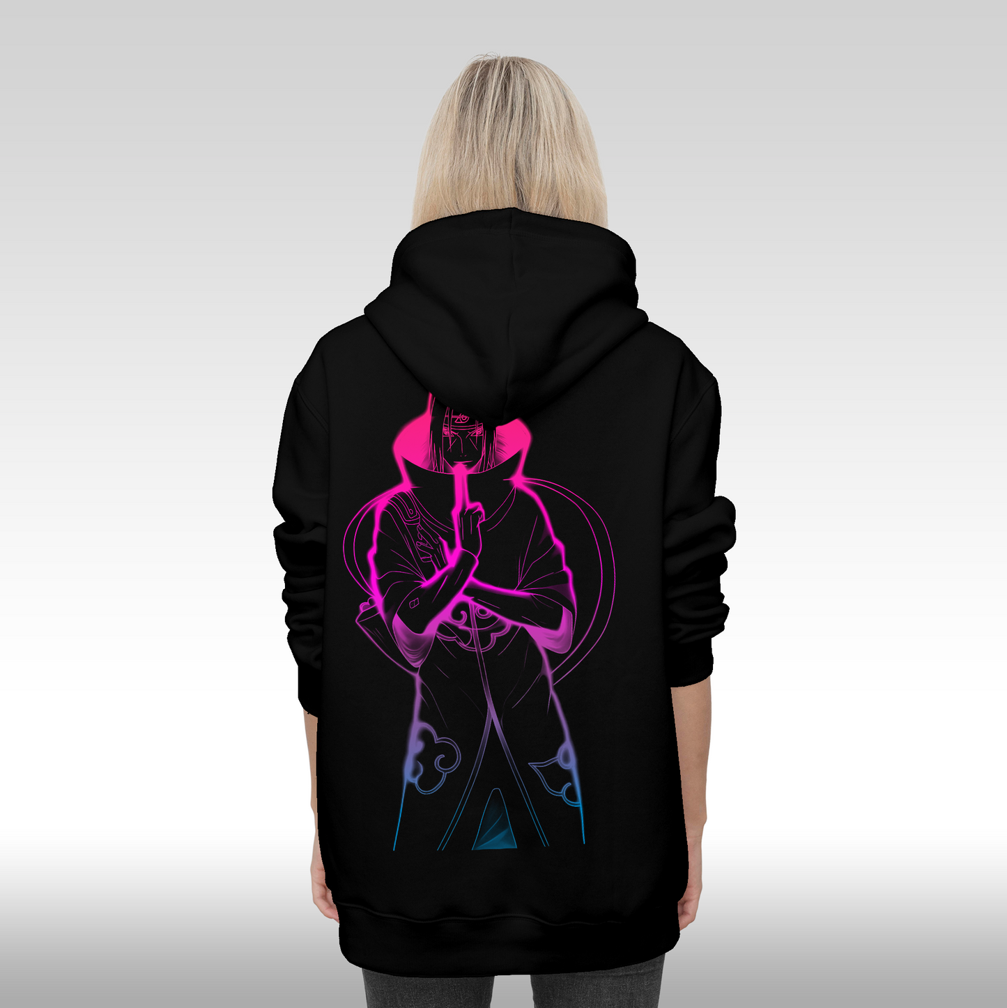 Hanorac Negru personalizat Fata dama anime "Sasuke Black" streetwear
