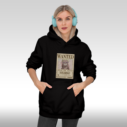 Hanorac Negru personalizat Fata dama anime "WANTED : Doflamingo" streetwear
