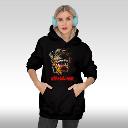 Hanorac Negru personalizat Fata dama caine "Nothing Lasts Forever" streetwear
