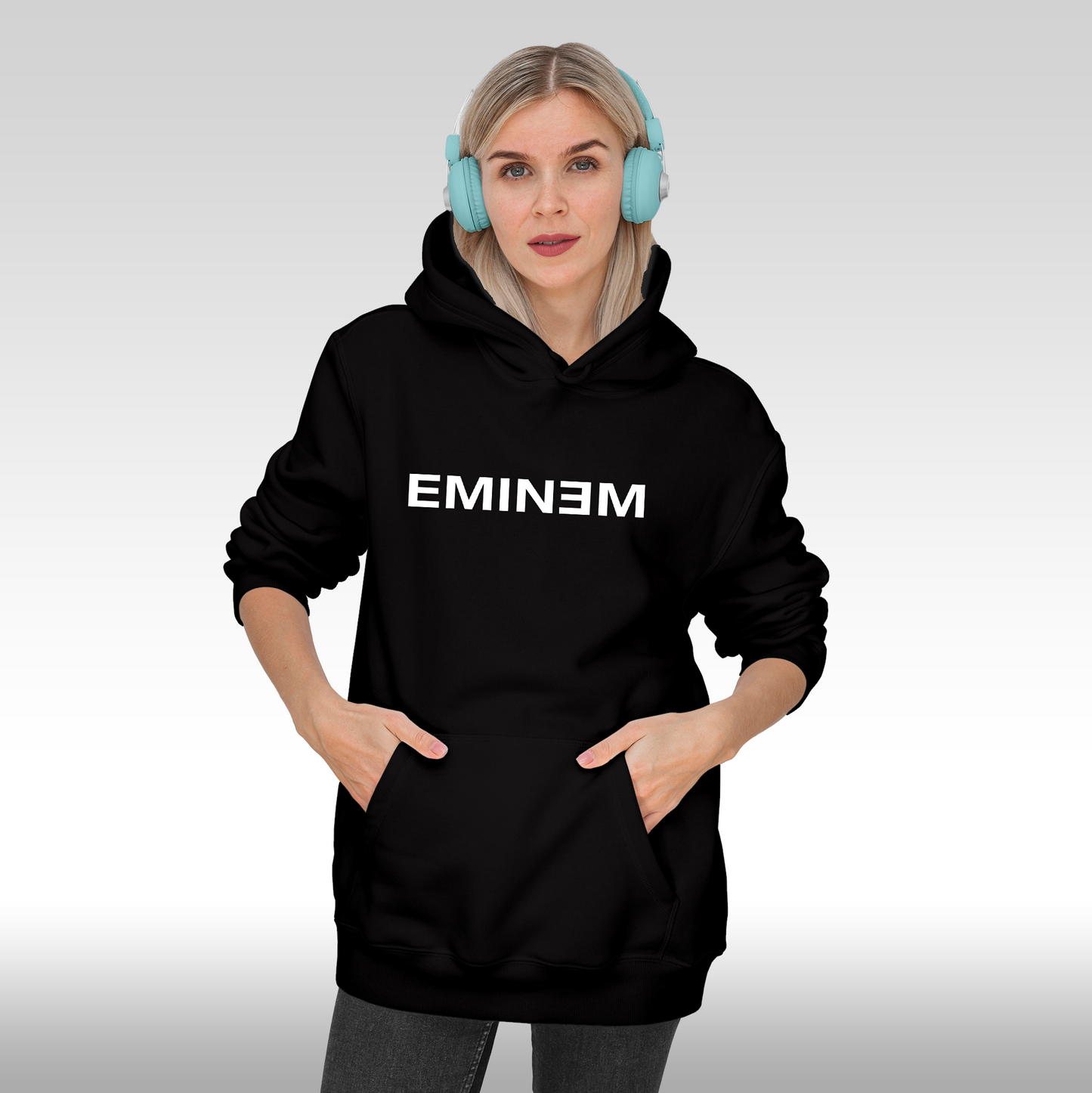 Hanorac Negru personalizat Fata dama hip-hop "Eminem" streetwear
